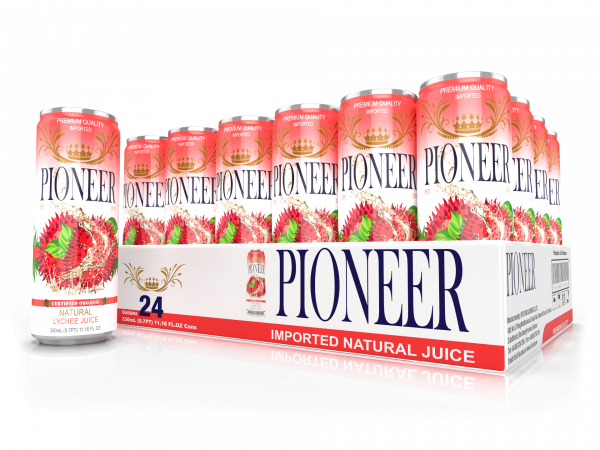 Pioneer Juices – Lychee 24 Pack 3D